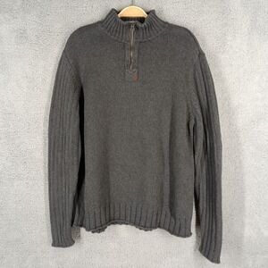 Vintage Polo‎ Ralph Lauren Men's XL 1/4 Zip Pullover Sweater Ribbed Knit Gray